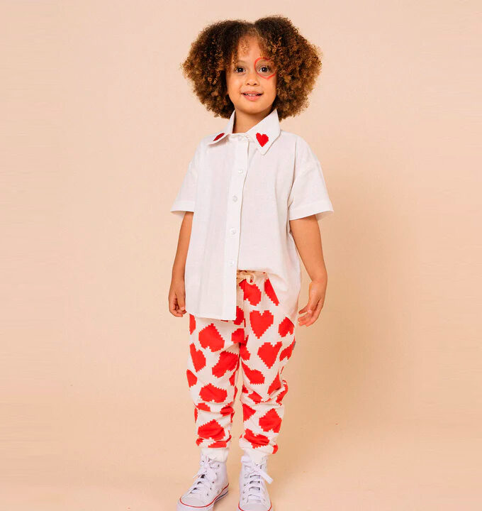 Camisa Botones Corazones Bordados