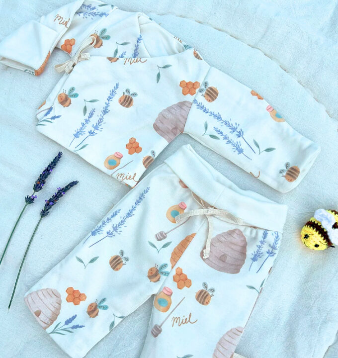 Pijama Kimono Abejas Y Miel